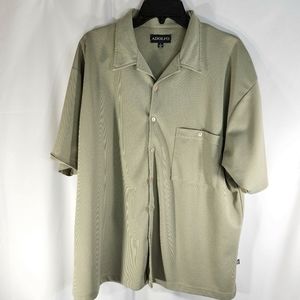 Adolfo Green Button Down Short Sleeve Shirt Size Large
